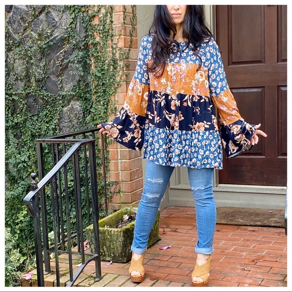 Floral print woven mix and match tunic top - Picture 8 of 8